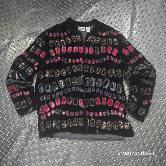 Chico's Design‎ Velvet Cutout Jacket Women 1 M Gothic Whimsigoth Artwear Grunge - Picture 10 of 10